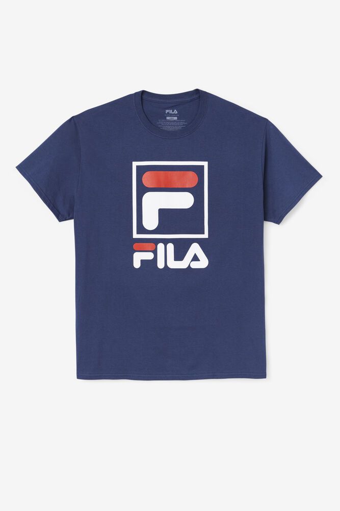 Fila Stacked T-Shirt Navy - Mens - 10594BGJH